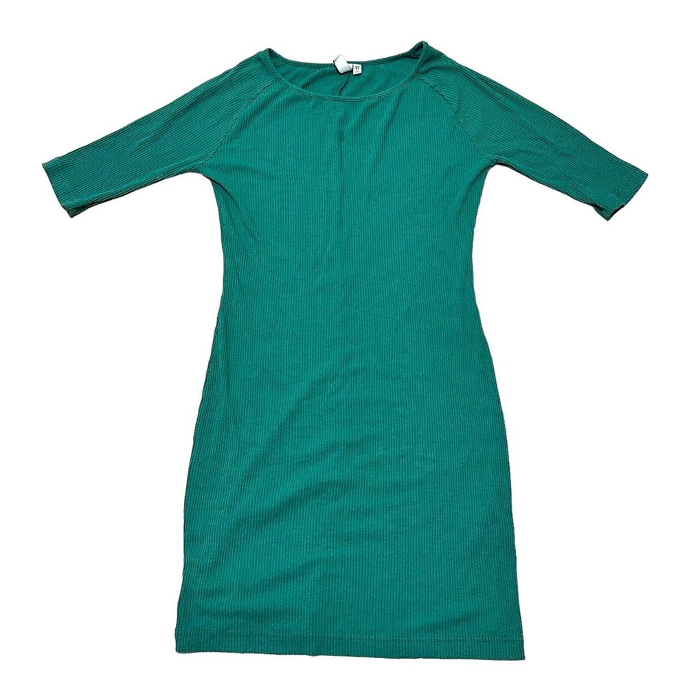 & Other Stories Ribbed Bodycon‎ Dress Teal Green Elbow Sleeve Size 10 US